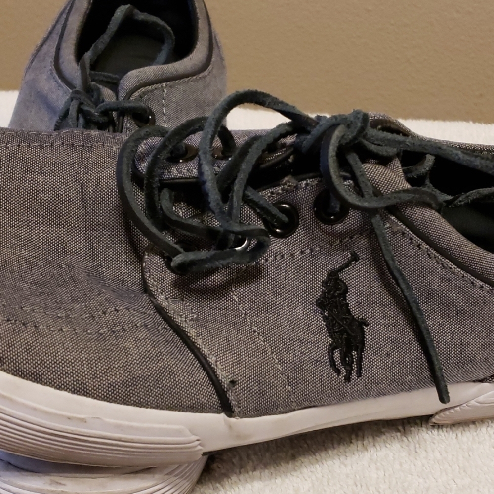 Grey and black ralph Lauren polo tennis shoes